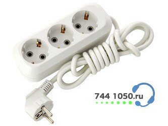 Удлинитель с трехместной розеткой и заземляющим контактом, шнур 2 м, 20IP SV-010-2